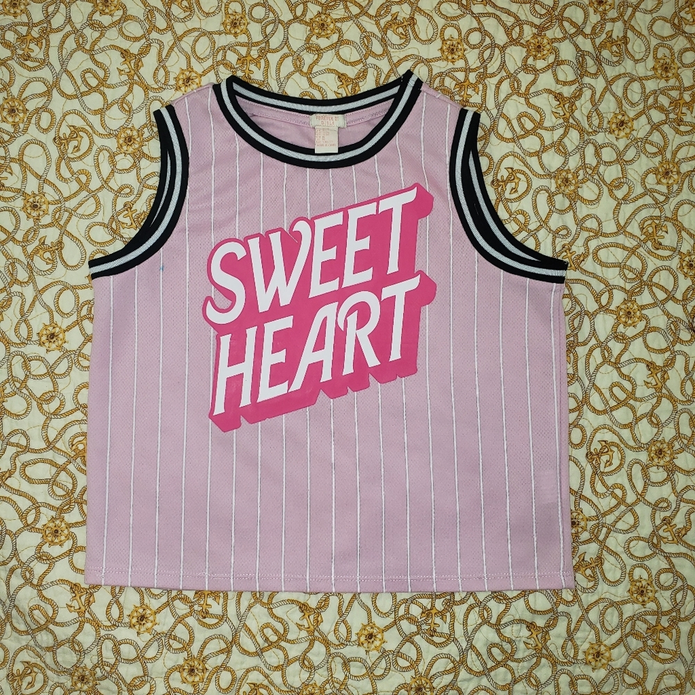 Forever21 Girls Striped Sweet Heart Graphic Jersey